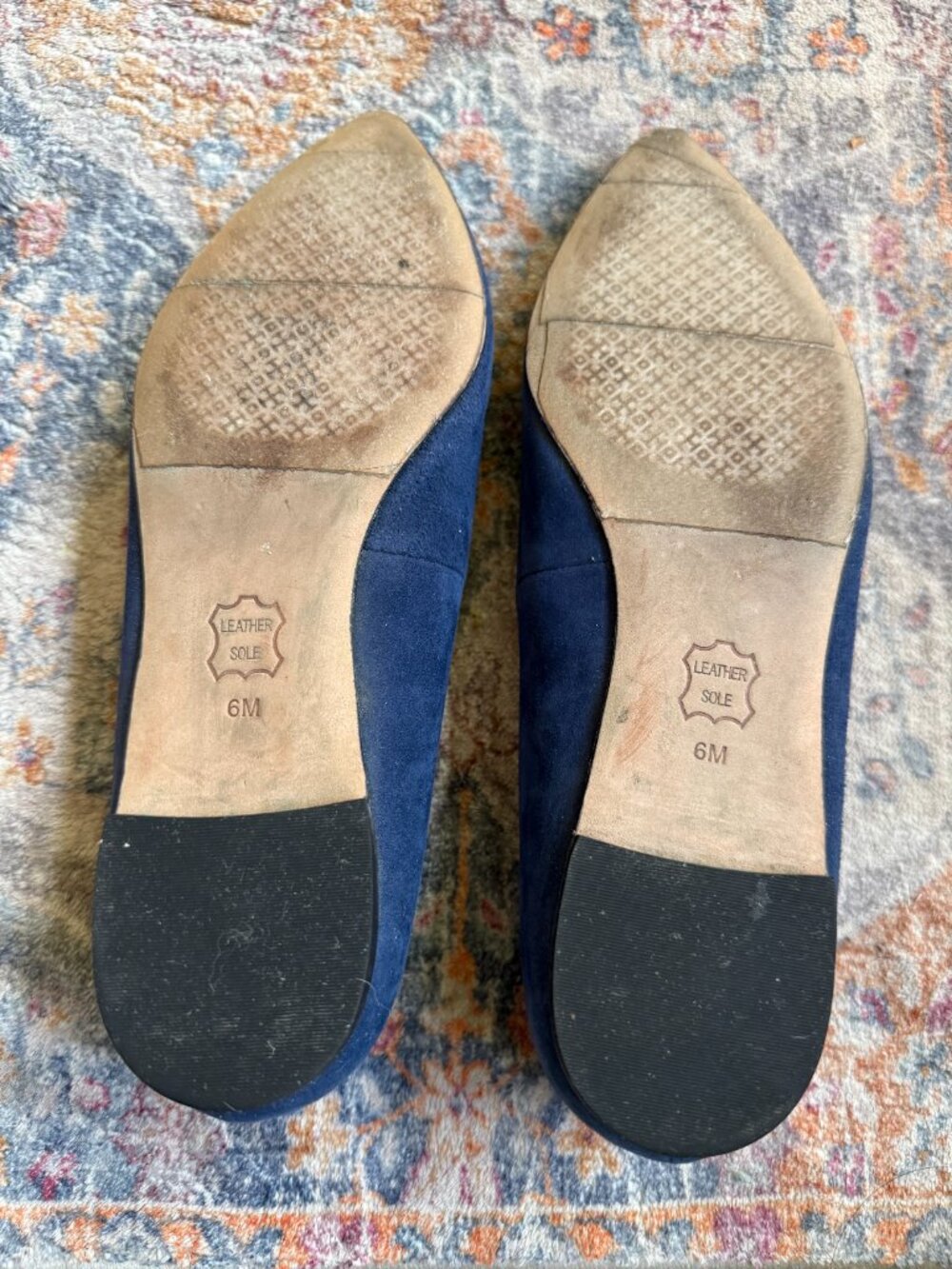Tory Burch Navy Suede Pointed Toe Flat Size 6 M - Picture 2 of 7